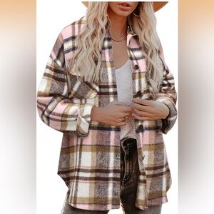 54. Plaid Women's Jacket - Pink and Brown NWOT Size 2X